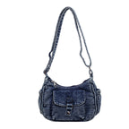 (WX3391) Classic Washed Denim Crossbody Bag for Daily Outfits