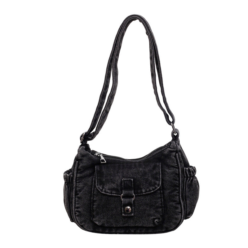 (WX3391) Classic Washed Denim Crossbody Bag for Daily Outfits