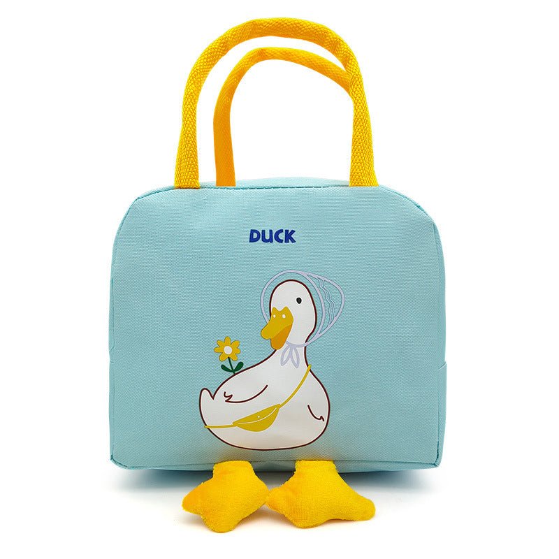 Yellow Duck Bento Bag Cute Cartoon Bento Bag Lunch Bag Handbag Storage Thermal Bag Canvas Lunch Box Bag (WDL8133)
