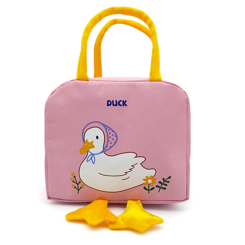 Yellow Duck Bento Bag Cute Cartoon Bento Bag Lunch Bag Handbag Storage Thermal Bag Canvas Lunch Box Bag (WDL8133)